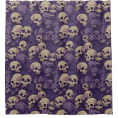 Skull Pile Shower Curtain in Purple/Tan (Front)