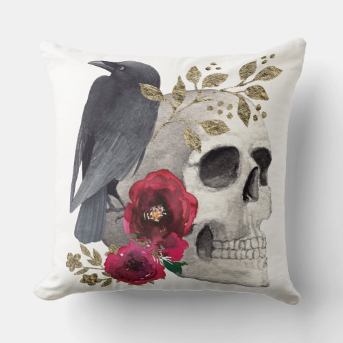Skull Pillow Halloween Throw Pillow
