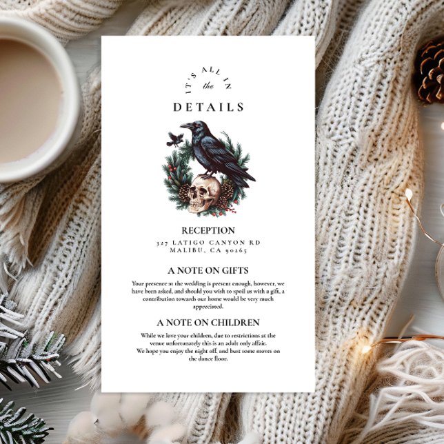 Skull & Pine Raven Gothic Wedding Enclosure Card (Creator Uploaded)