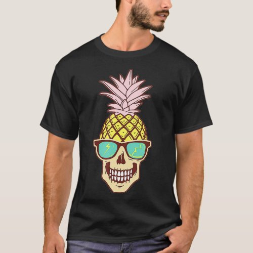 Skull Pineapple Fruit Sunglasses Hawaiian Aloha T_Shirt
