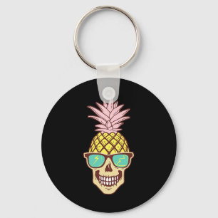 Skull Pineapple Fruit Sungles Hawaiian Aloha Beach Keychain