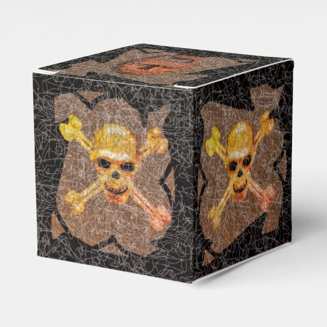 SKULL PIRATE OLD TREASURE CHEST FAVOR BOXES (Front Side)