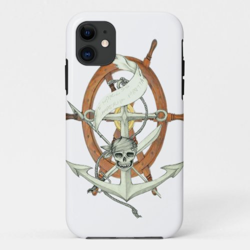 Skull Pirate Ship Anchor iPhone 11 Case