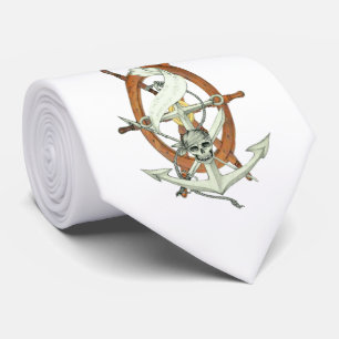 Skull Pirate Ship Anchor Tie