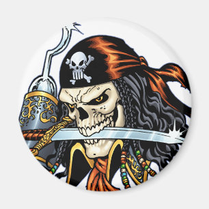 Skull Pirate with Sword and Hook by Al Rio Magnet