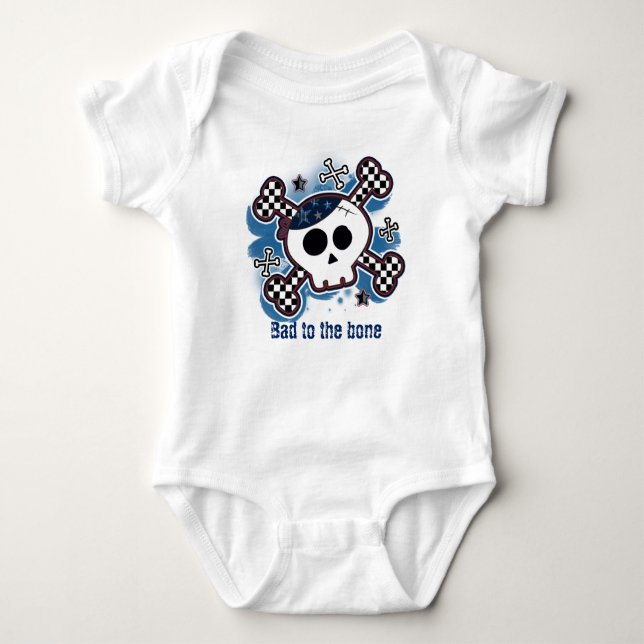 Skull Plaid Baby Personalized Custom One piece Baby Bodysuit (Front)