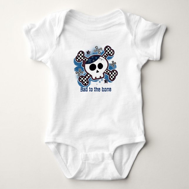 Skull Plaid Baby Personalized Custom One piece Bodysuit (Front)