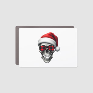 Skull Plaid Santa Hat Christmas Pajama Cool Skelet Car Magnet