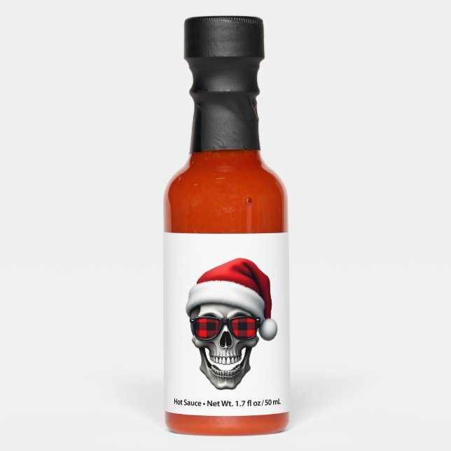 Skull Plaid Santa Hat Christmas Pajama Cool Skelet Hot Sauces (Front)