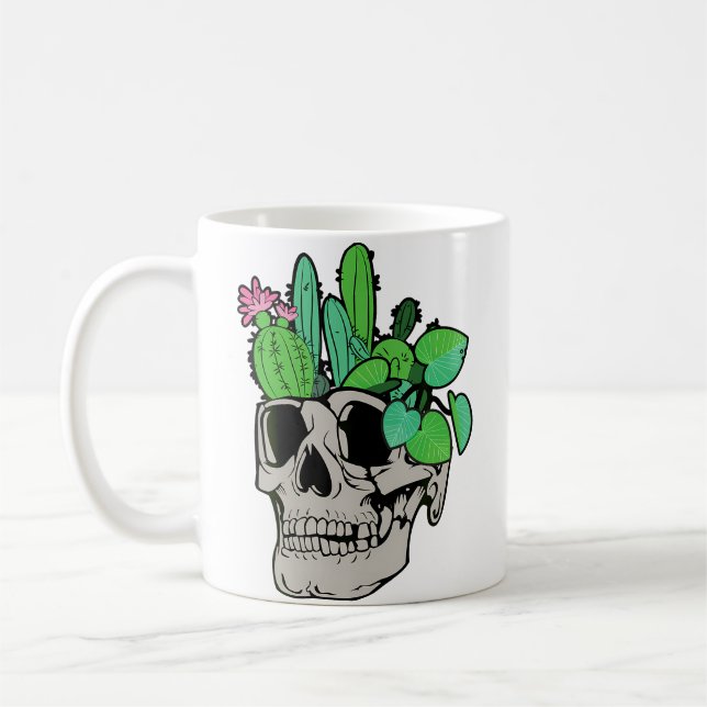 Skull Plant  Cute Garden Doll Planters Funny Garde Coffee Mug (Left)