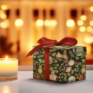 Skull Plant Mushroom Flower Abstract Halloween Wrapping Paper