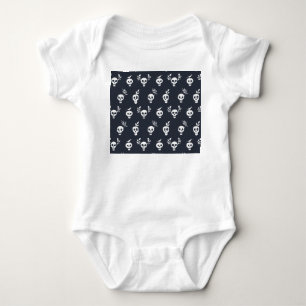 Skull Polka: Botanical Humorous Pattern Baby Bodysuit