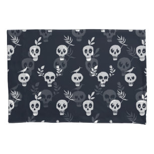 Skull Polka: Botanical Humorous Pattern Pillow Case