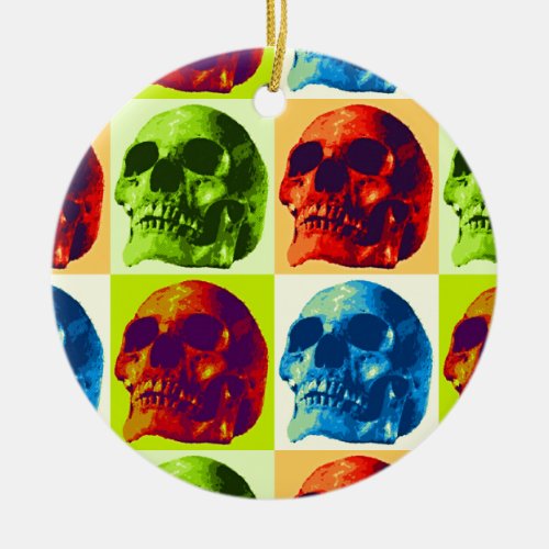 Skull Pop Art Ceramic Ornament