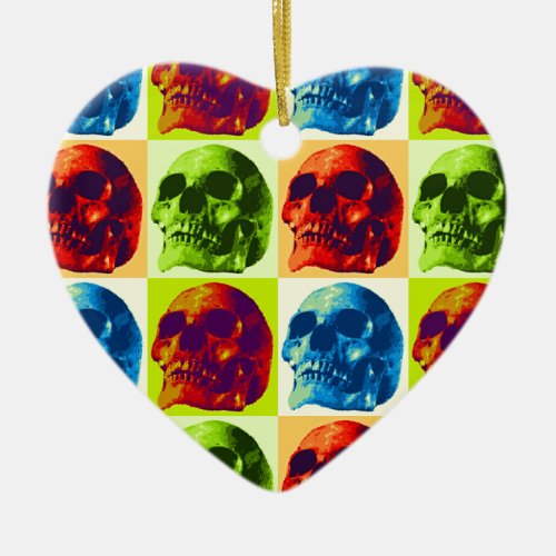 Skull Pop Art Ceramic Ornament