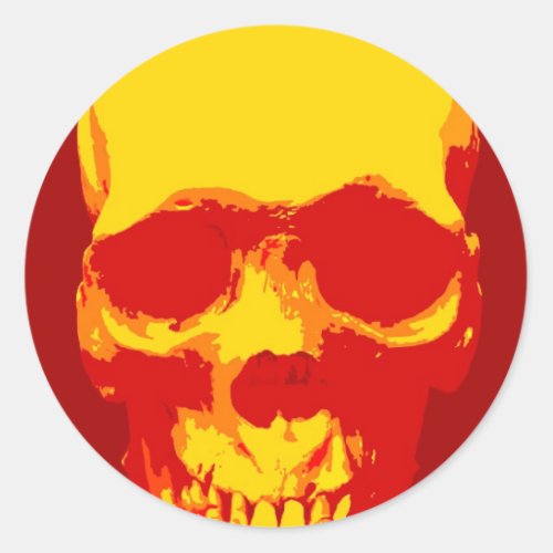 Skull Pop Art Classic Round Sticker