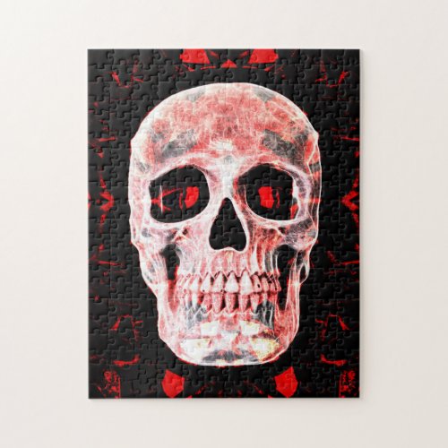 Skull Pop Art Gothic Black Red Modern Jigsaw Puzzle