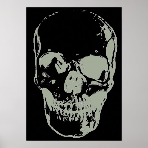Skull Pop Art Grey Black Unique Special Poster