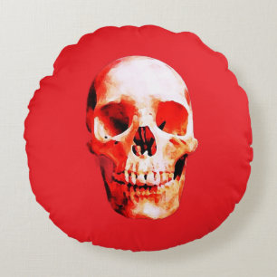 Skull Pop Art Illustration Round Pillow