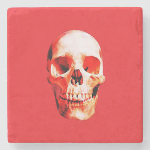 Skull Pop Art Illustration Stone Coaster