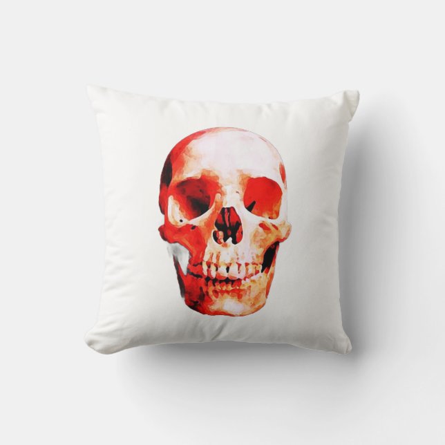 Skull Pop Art Illustration Throw Pillow (Front)