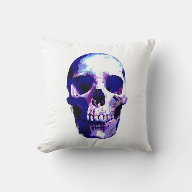 Skull Pop Art Illustration Throw Pillow (Front)