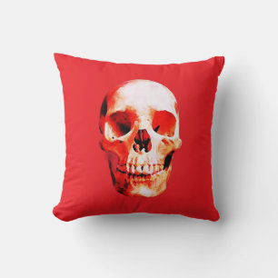 Skull Pop Art Illustration Throw Pillow