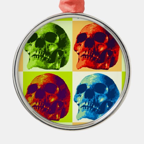 Skull Pop Art Metal Ornament