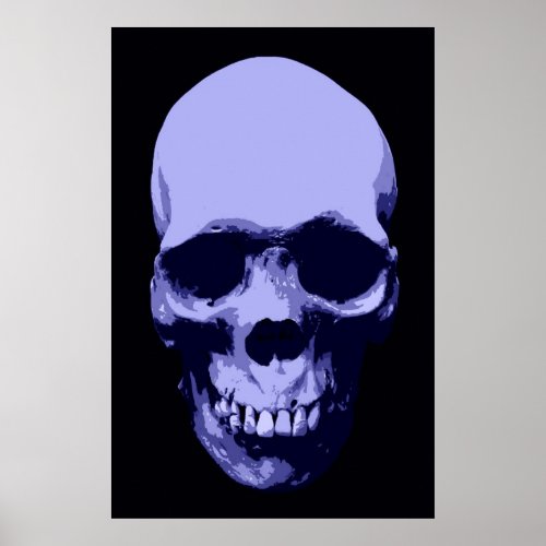 Skull Pop Art Poster _ Cold Tones Colors