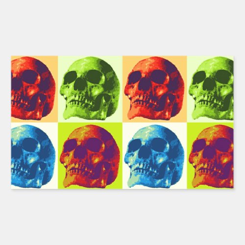 Skull Pop Art Rectangular Sticker