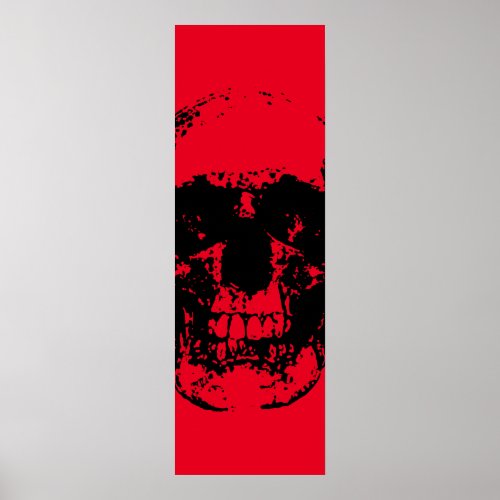 Skull Pop Art Red Black Poster
