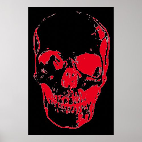 Skull Pop Art Red Black Unique Special Poster