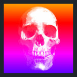 Skull Pop Art Red Blue Pink Poster<br><div class="desc">Fantasy Art Skull Skeleton - Blue & Purple Tones Heavy Metal Punk Rock College Pop Art Image</div>