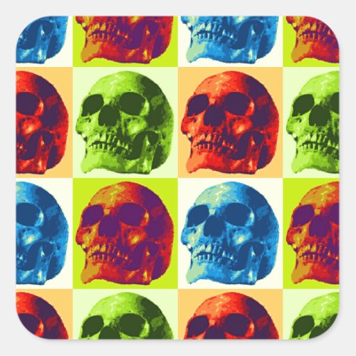 Skull Pop Art Square Sticker