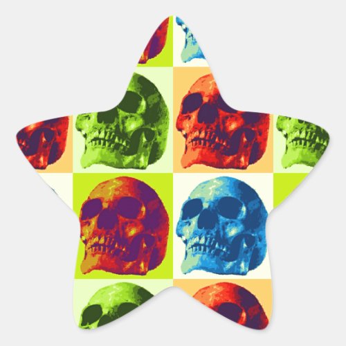 Skull Pop Art Star Sticker