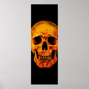 Skull Pop Art Yellow Black Poster