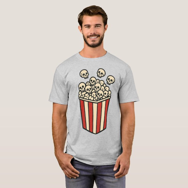 Skull Popcorn Box Sticker  T-Shirt (Front Full)