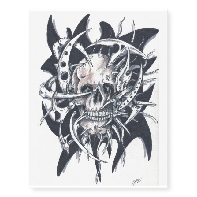 skull poppin tat temporary tattoos (Front)