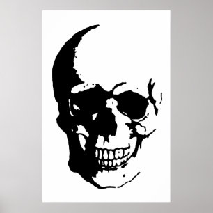 Skull Poster - Black & White Metal Fantasy Art