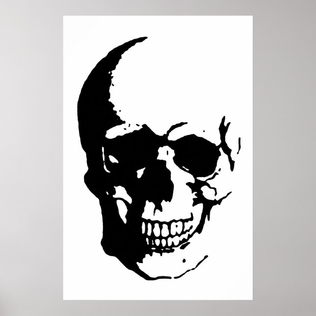 Skull Poster - Black & White Metal Fantasy Art (Front)