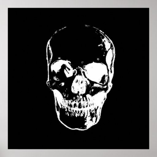 Skull Poster - Black & White Pop Art, Fantasy Art | Zazzle