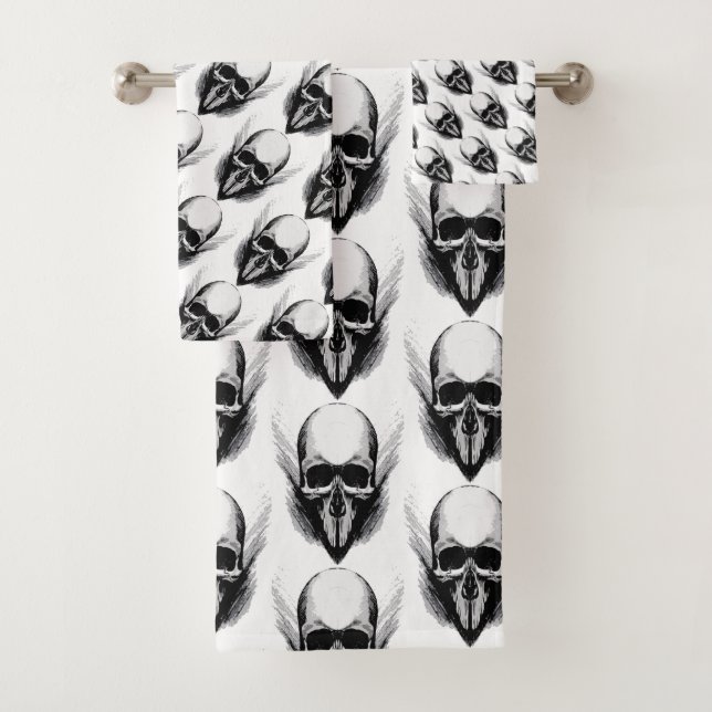 skull poster vector pattern bath towel set (Insitu)