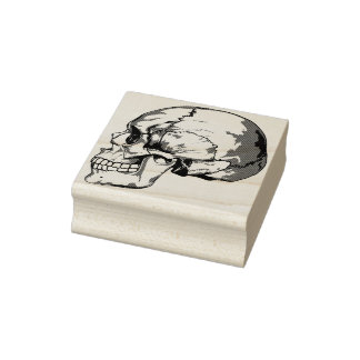 Skull profile illustration art stamp