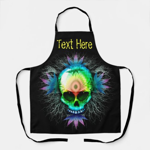 Skull Psychedelic Trippy Explosion  Apron