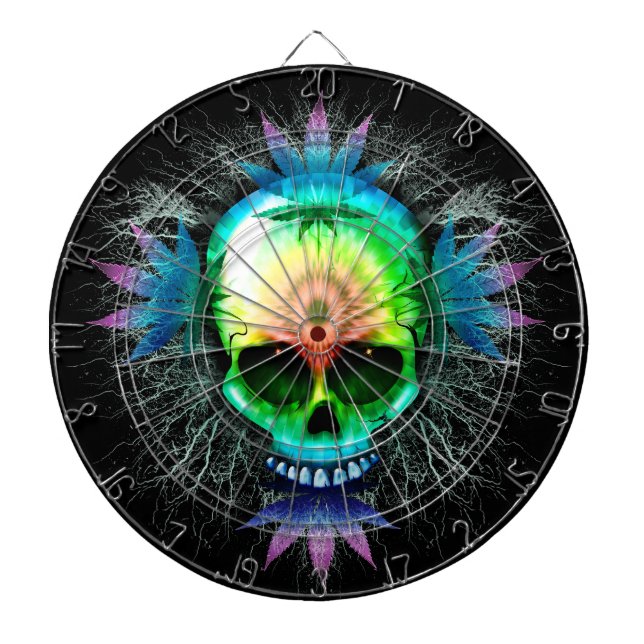 Skull Psychedelic Trippy Explosion Dart Board (Front)