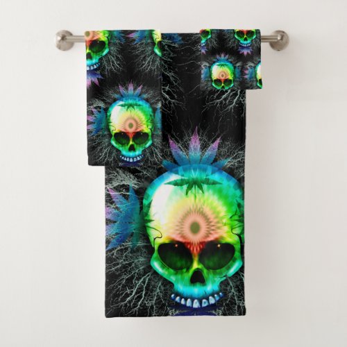 Skull Psychedelic Trippy Explosion mugs Bath Towel Set