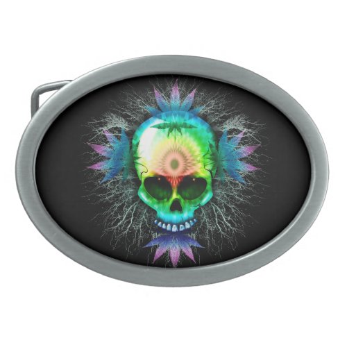 Skull Psychedelic Trippy Explosion mugs Belt Buckle