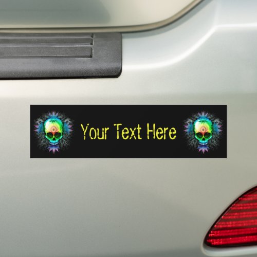 Skull Psychedelic Trippy Explosion mugs Bumper Sticker