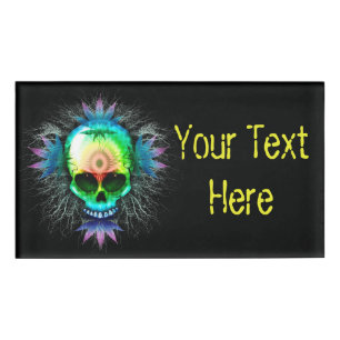 Skull Psychedelic Trippy Explosion mugs Name Tag