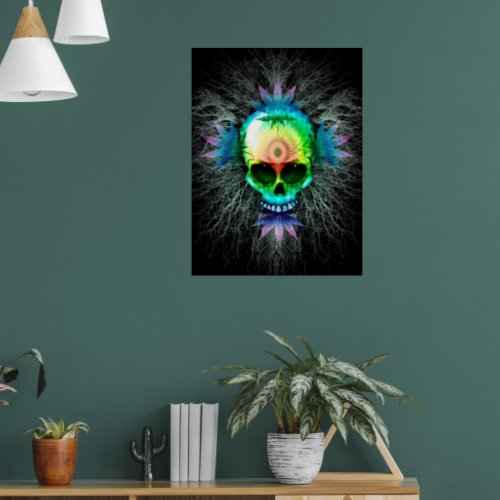 Skull Psychedelic Trippy Explosion mugs Poster